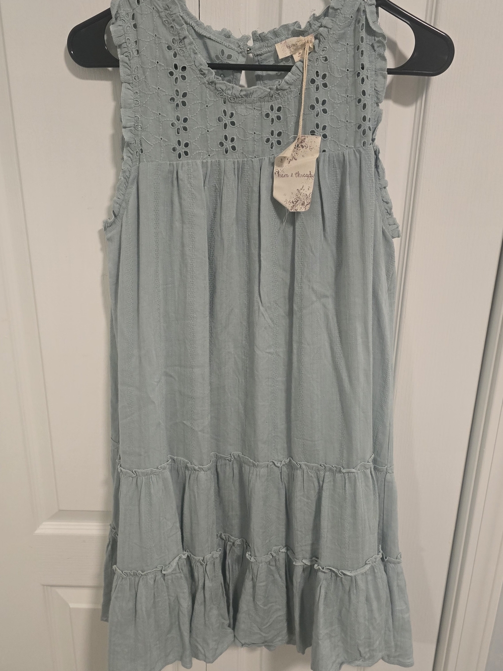Hem & Thread Pale Blue Eyelet Tiered Sundress